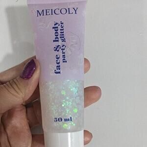 MEICOLY Clear White Body Glitter Gel, Mardi Gras Face Glitter Makeup Kids, Women